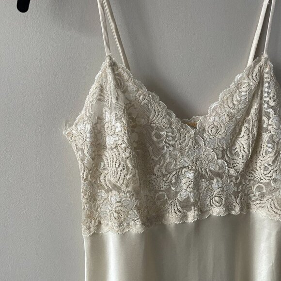 Vintage Anywear Anytime Floral Lace Sheer Bust Slip Dress Cream Small - Picture 4 of 8
